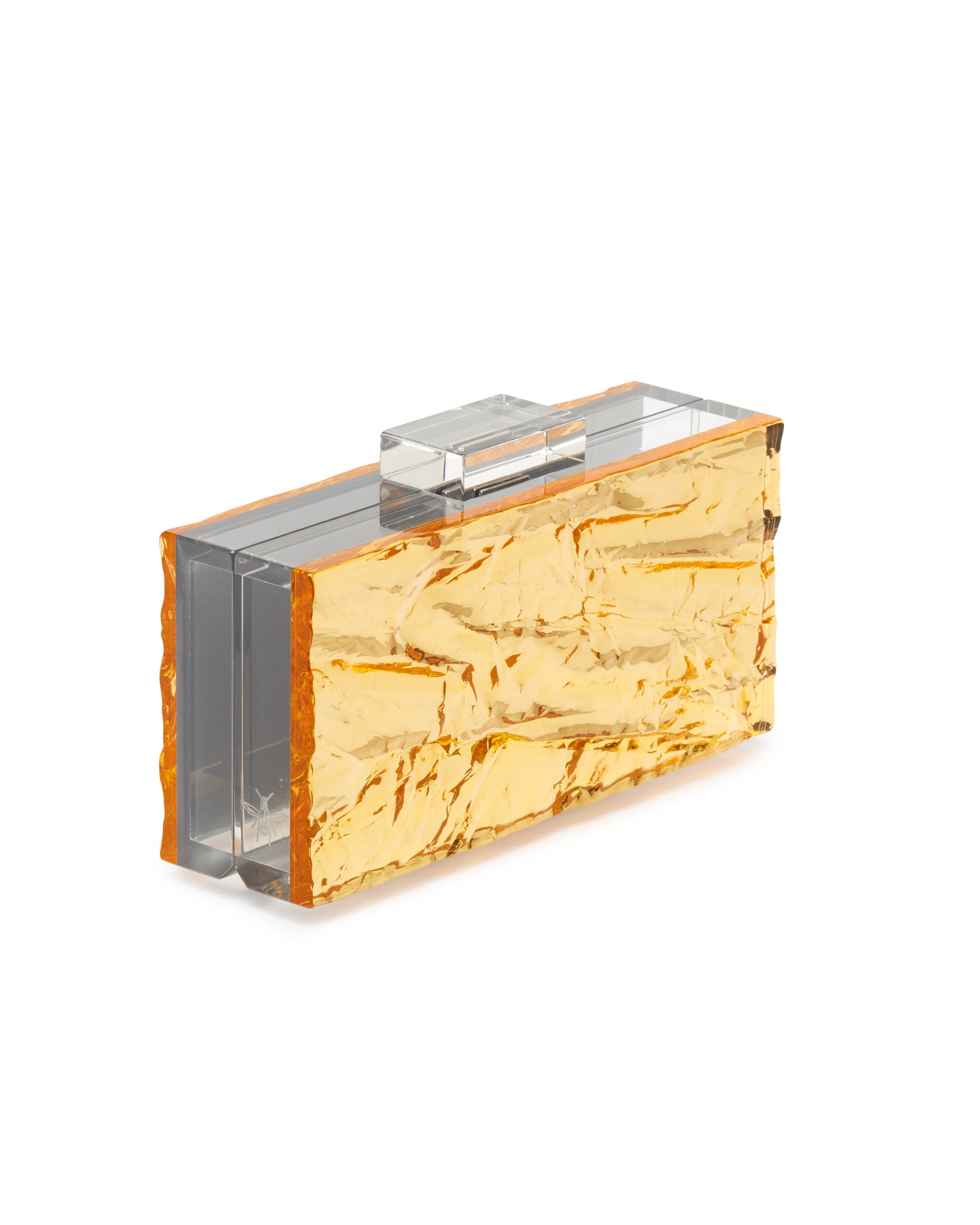 Crushed Ice clutch in Gold mirror