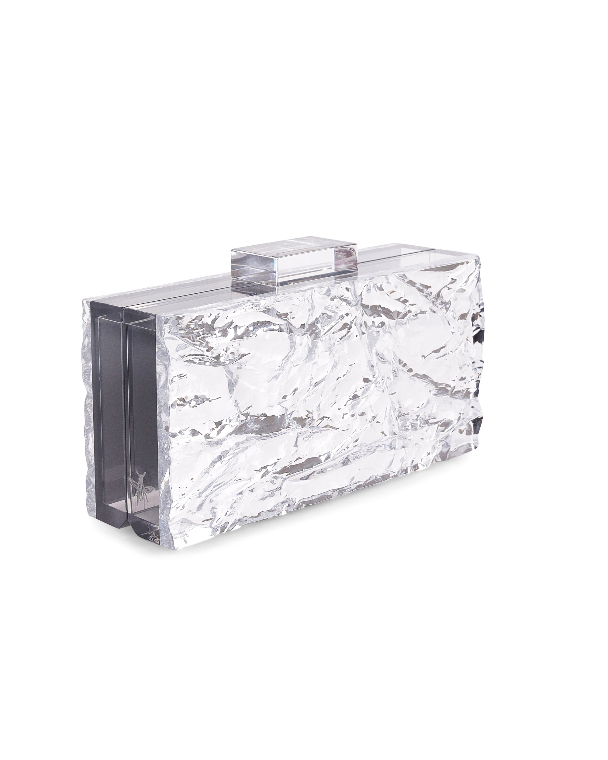 Crushed ice clutch in Silver mirror