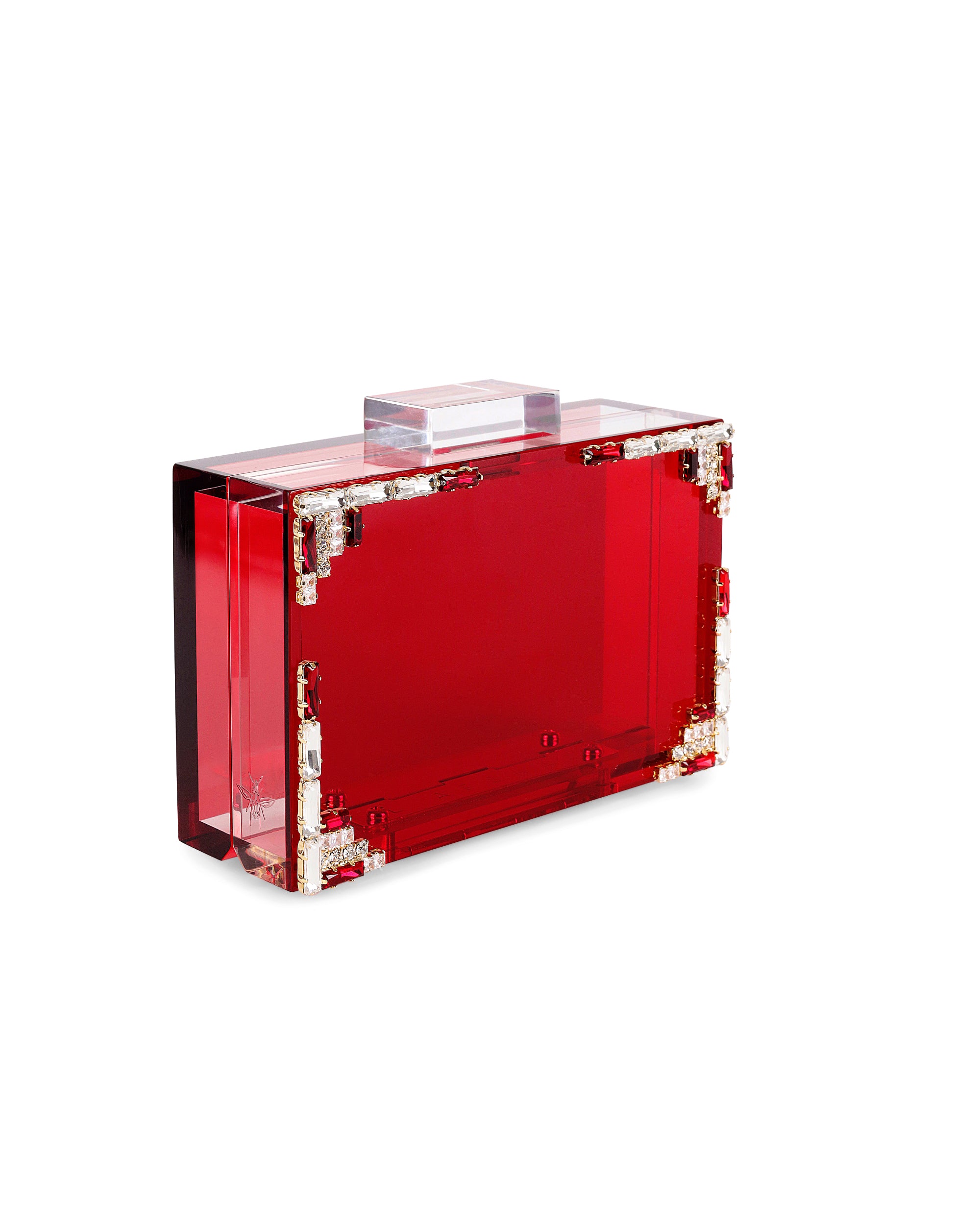 Delilah red clutch w/ jewels