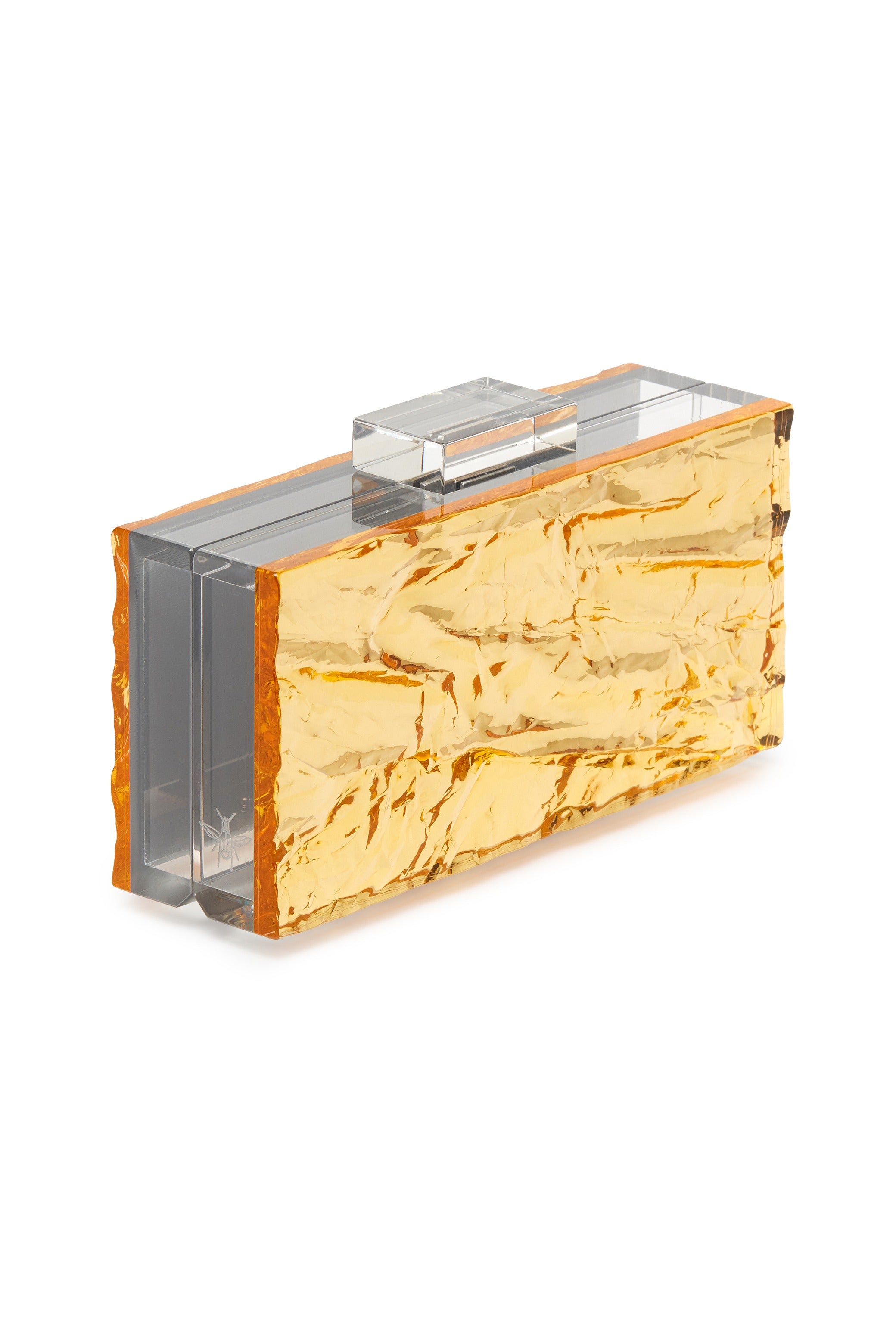 Crushed Ice clutch in Gold mirror