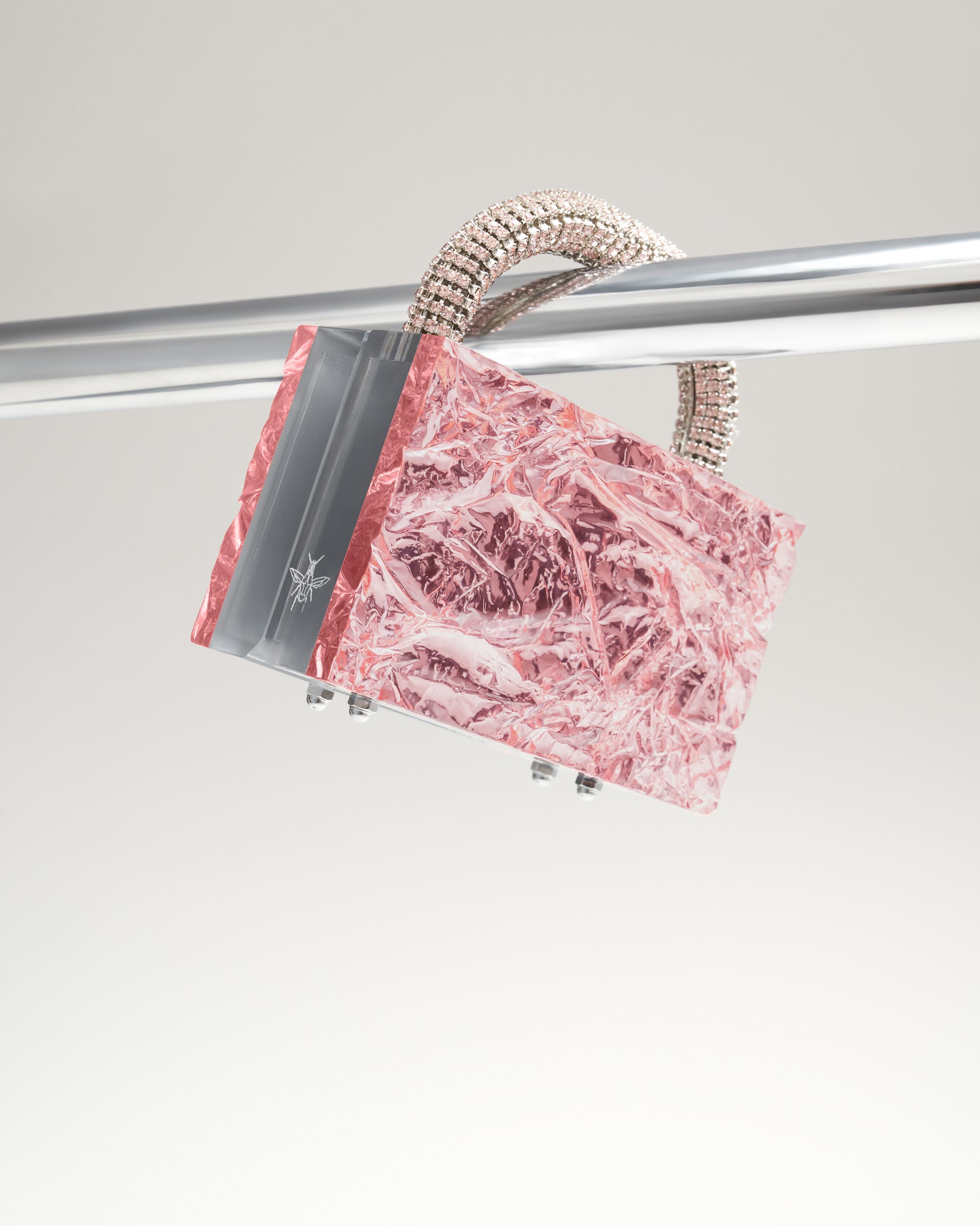 Mini Leon Crushed Ice Rose mirror + crystal handle