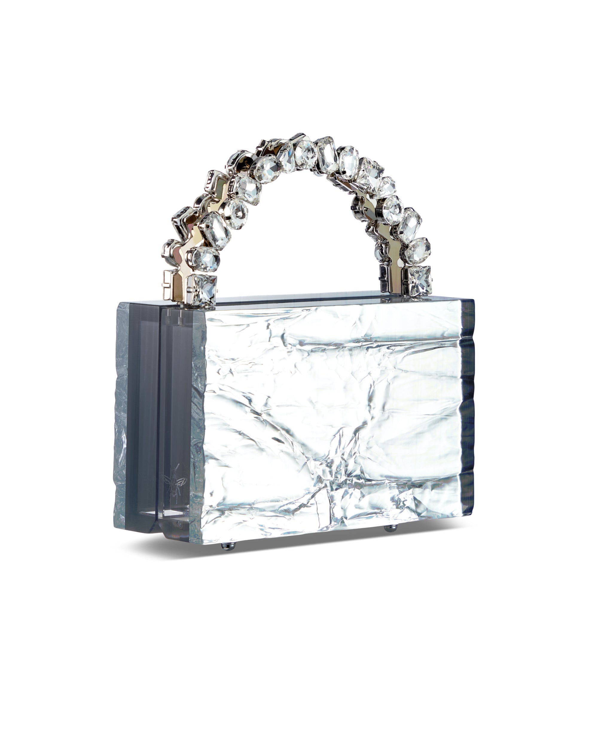 Mini Leon Crushed Ice Silver mirror + multi crystal handle