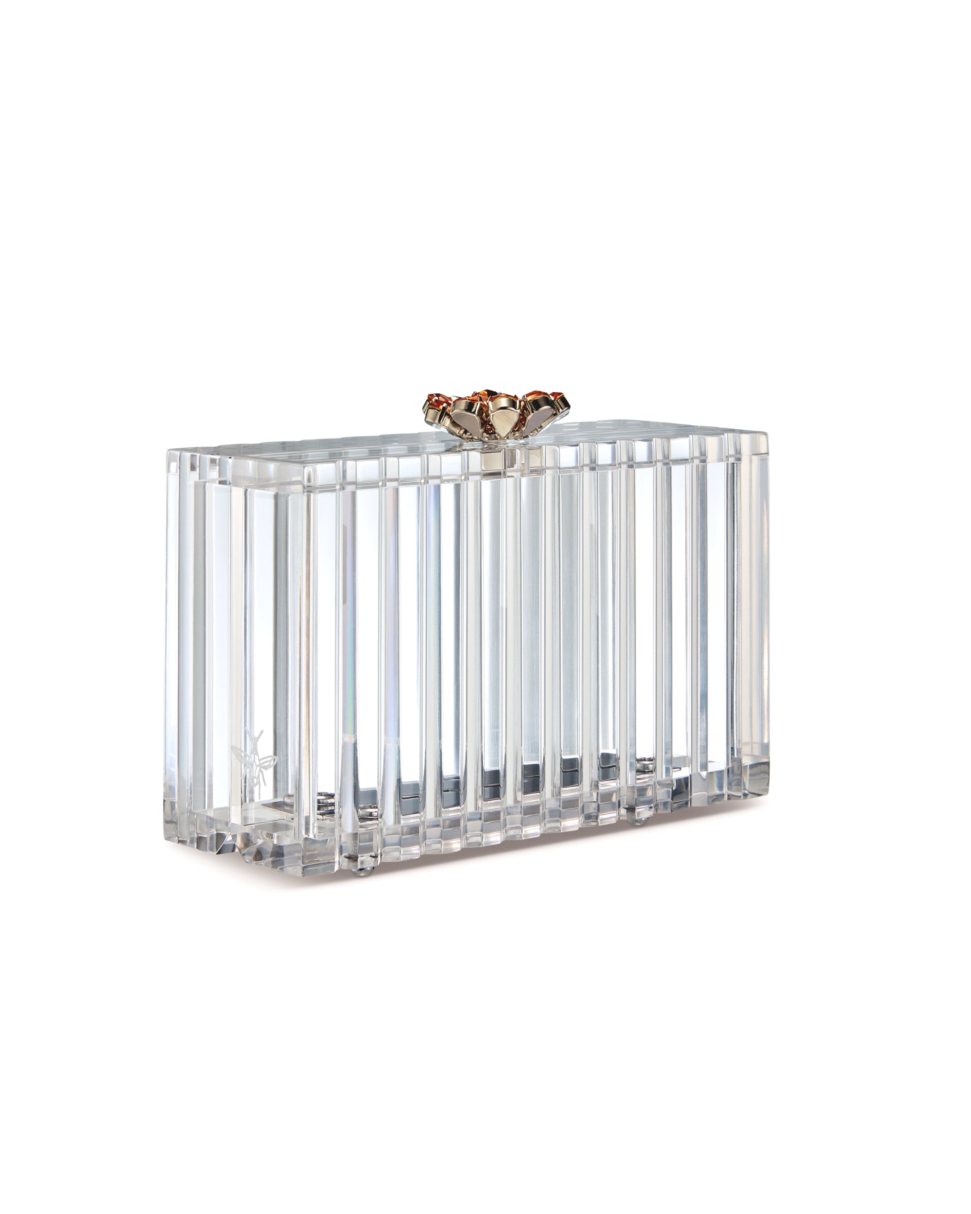 Mini Yara clutch w/ crystal flower clasp