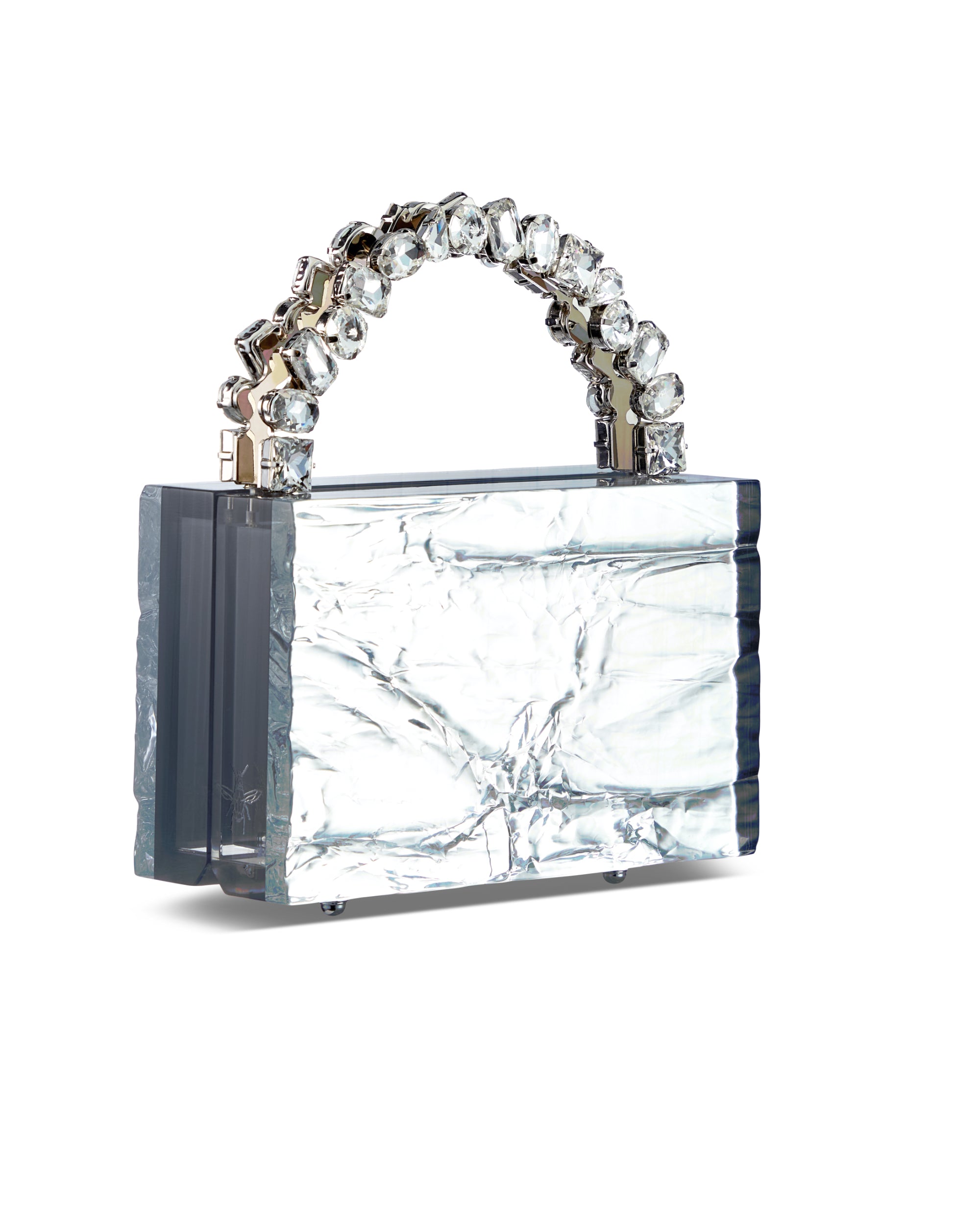 Mini Leon Crushed Ice Silver mirror + multi crystal handle