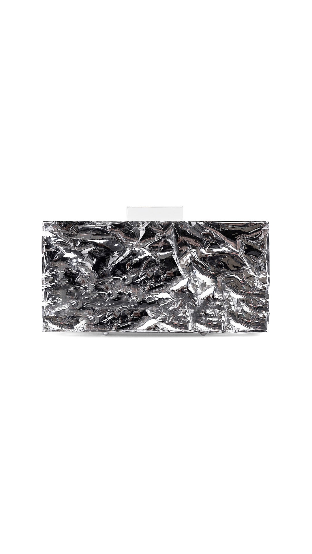 Crushed ice clutch in Silver mirror
