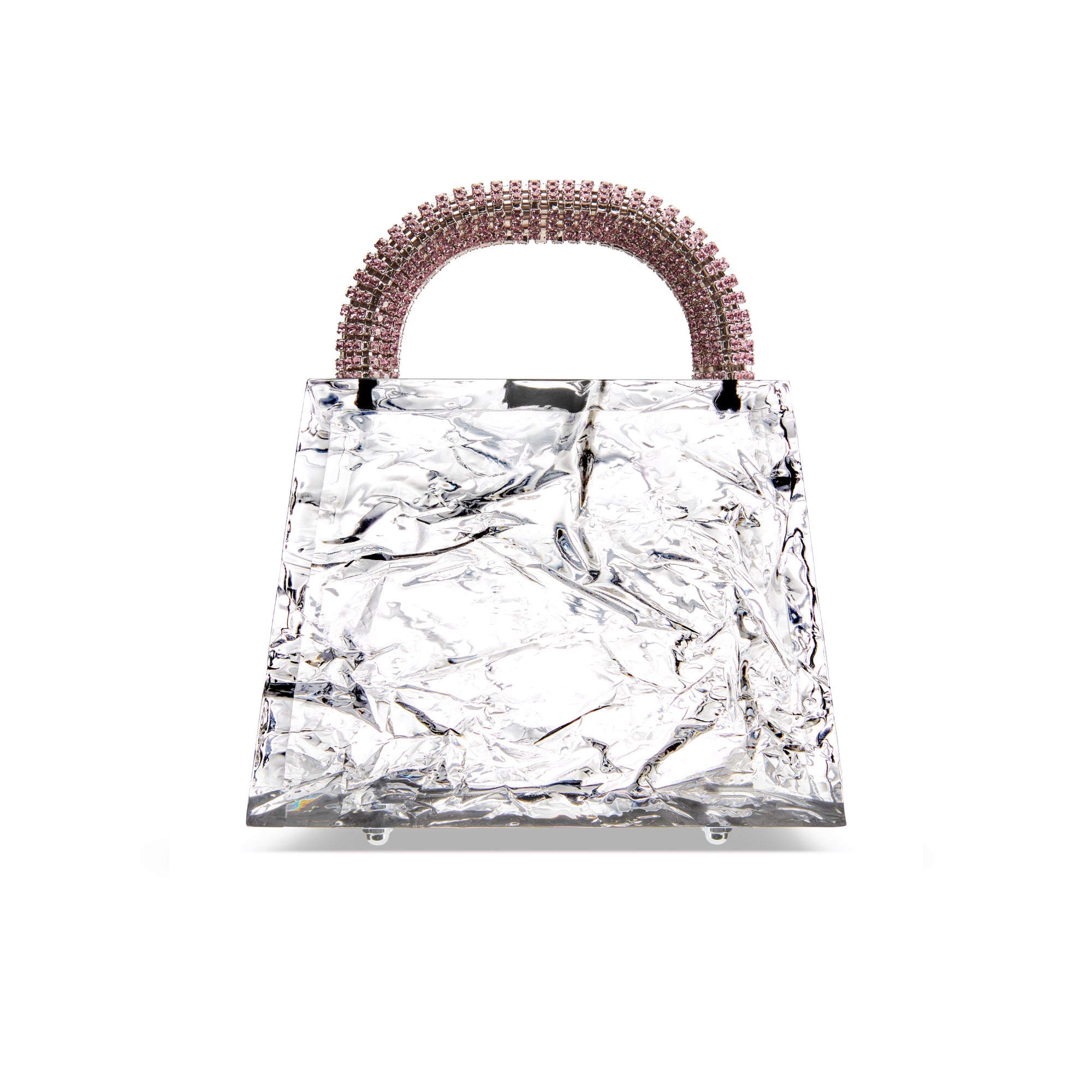 Eva crushed ice clear w/ pink crystal handles