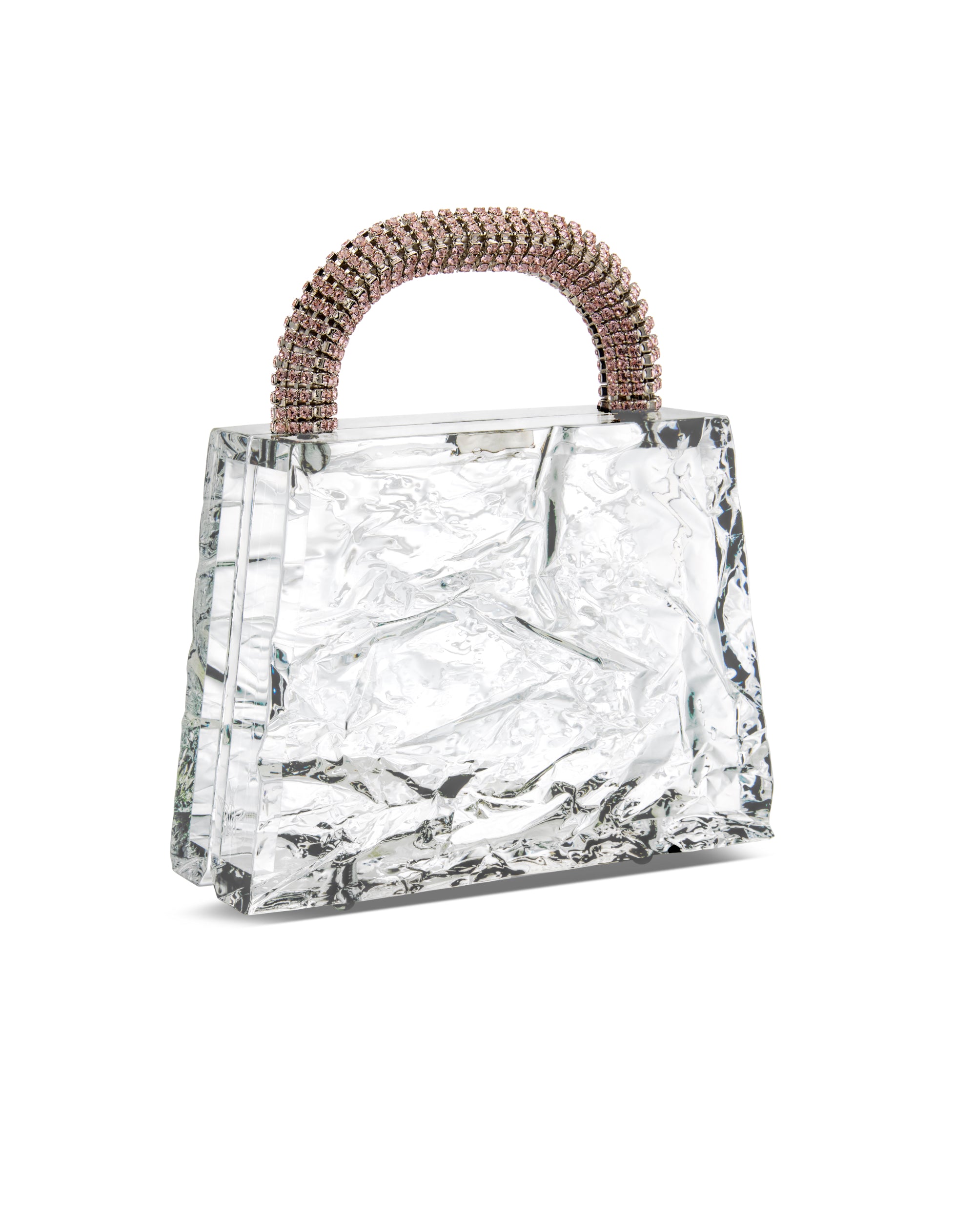 Eva crushed ice clear w/ pink crystal handles