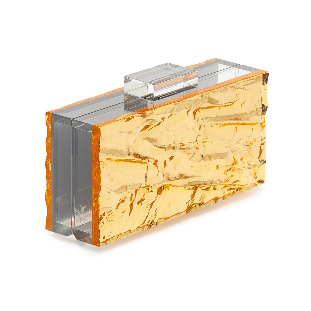 Crushed Ice clutch in Gold mirror