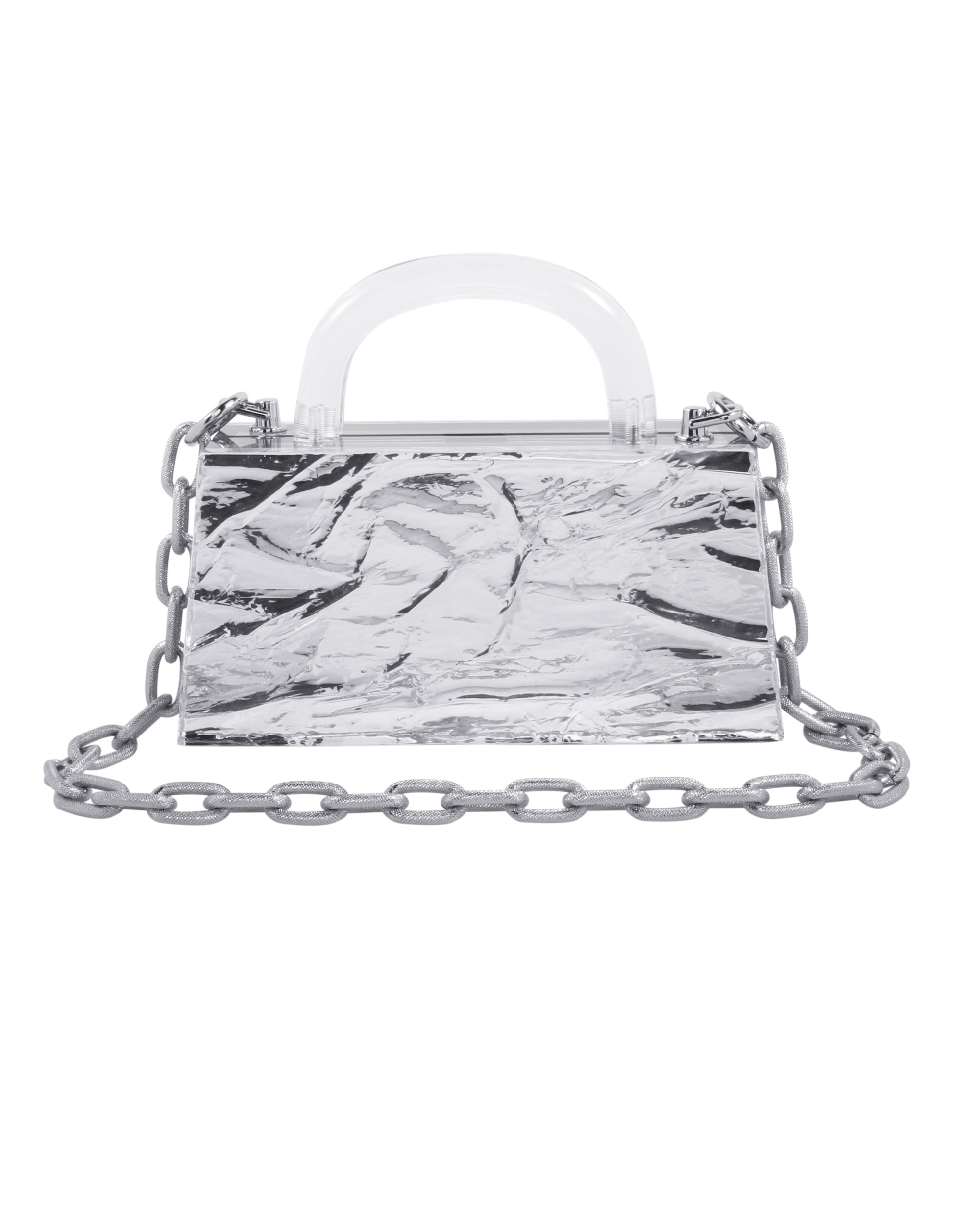 Eva Crushed Ice in Silver mirror w/ chain