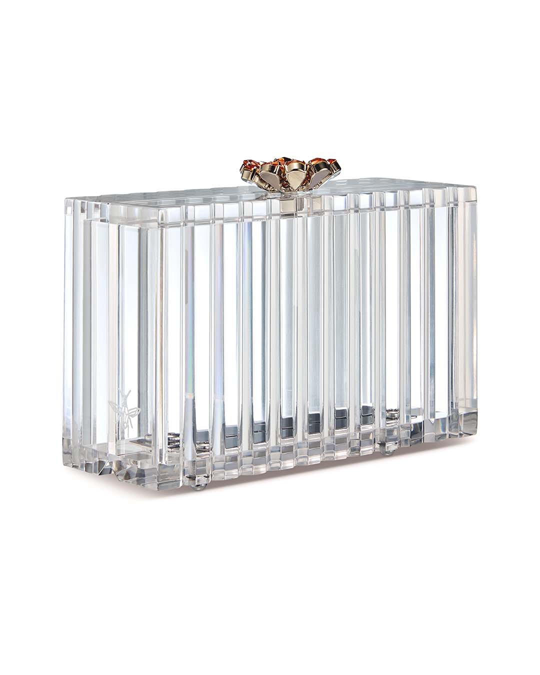 Mini Yara clutch w/ crystal flower clasp