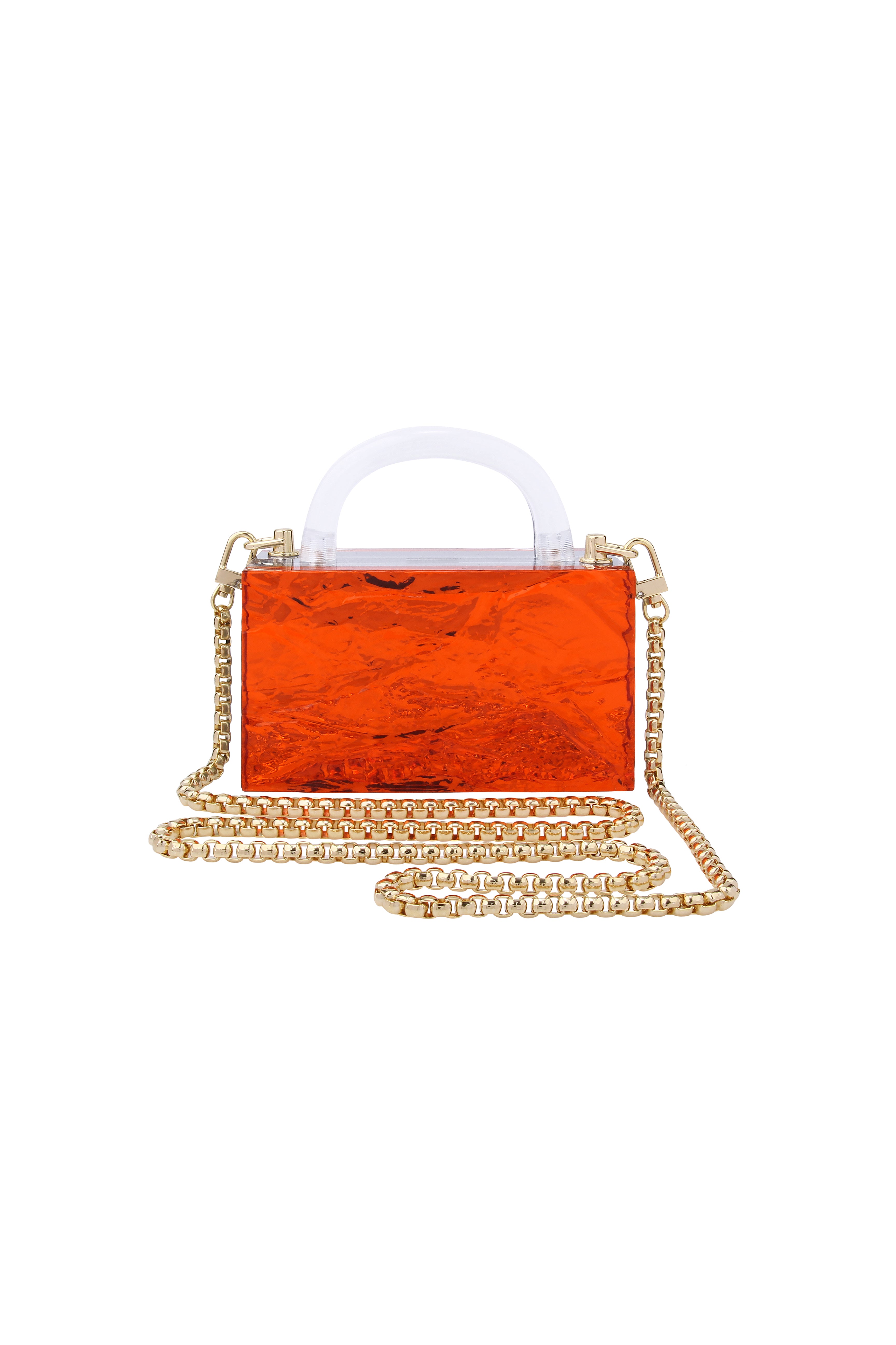 Mini Leon Crushed Ice Orange mirror with Chain