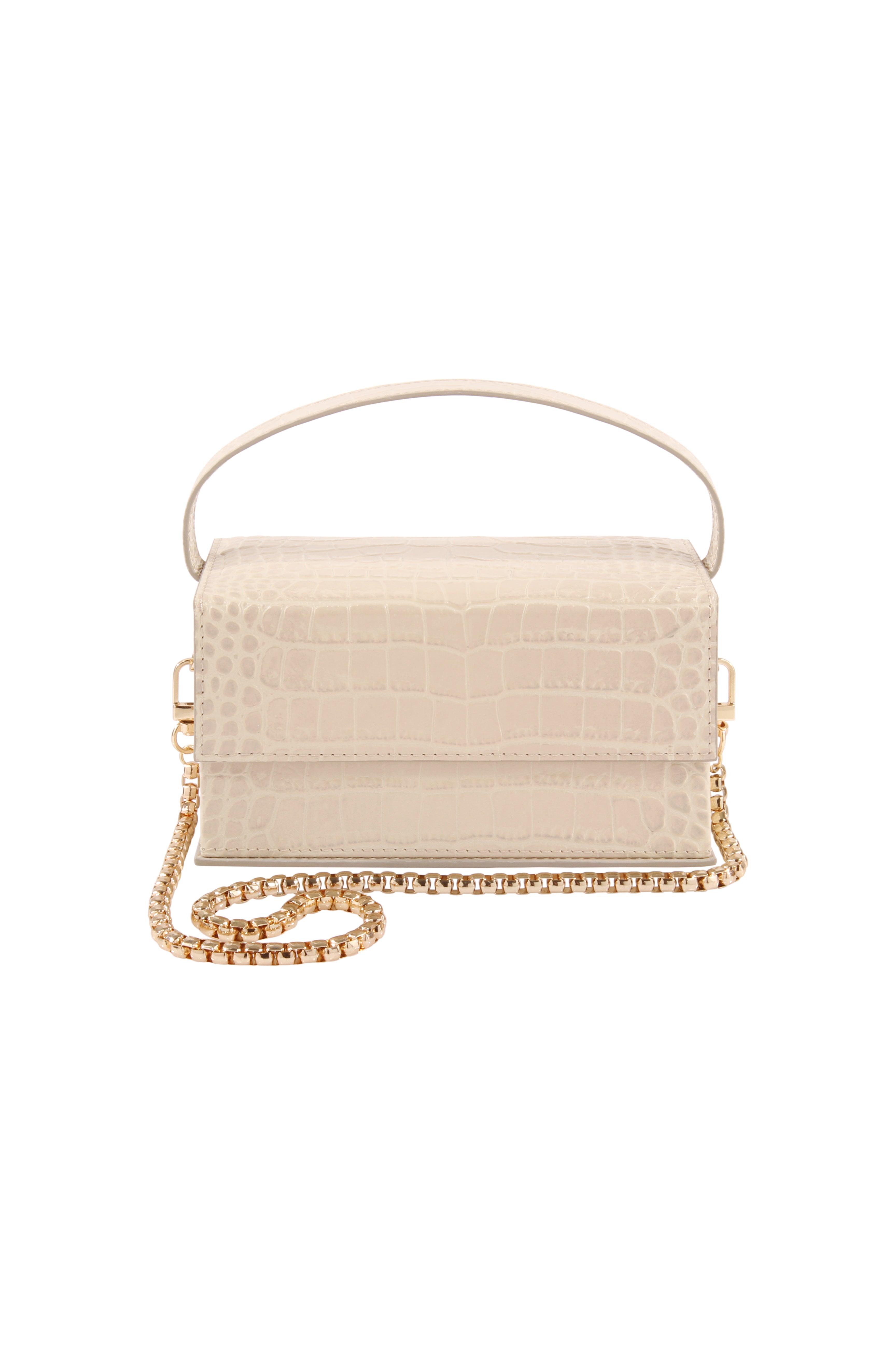 IDA Beige Croc (Small) with Chain – L'AFSHAR