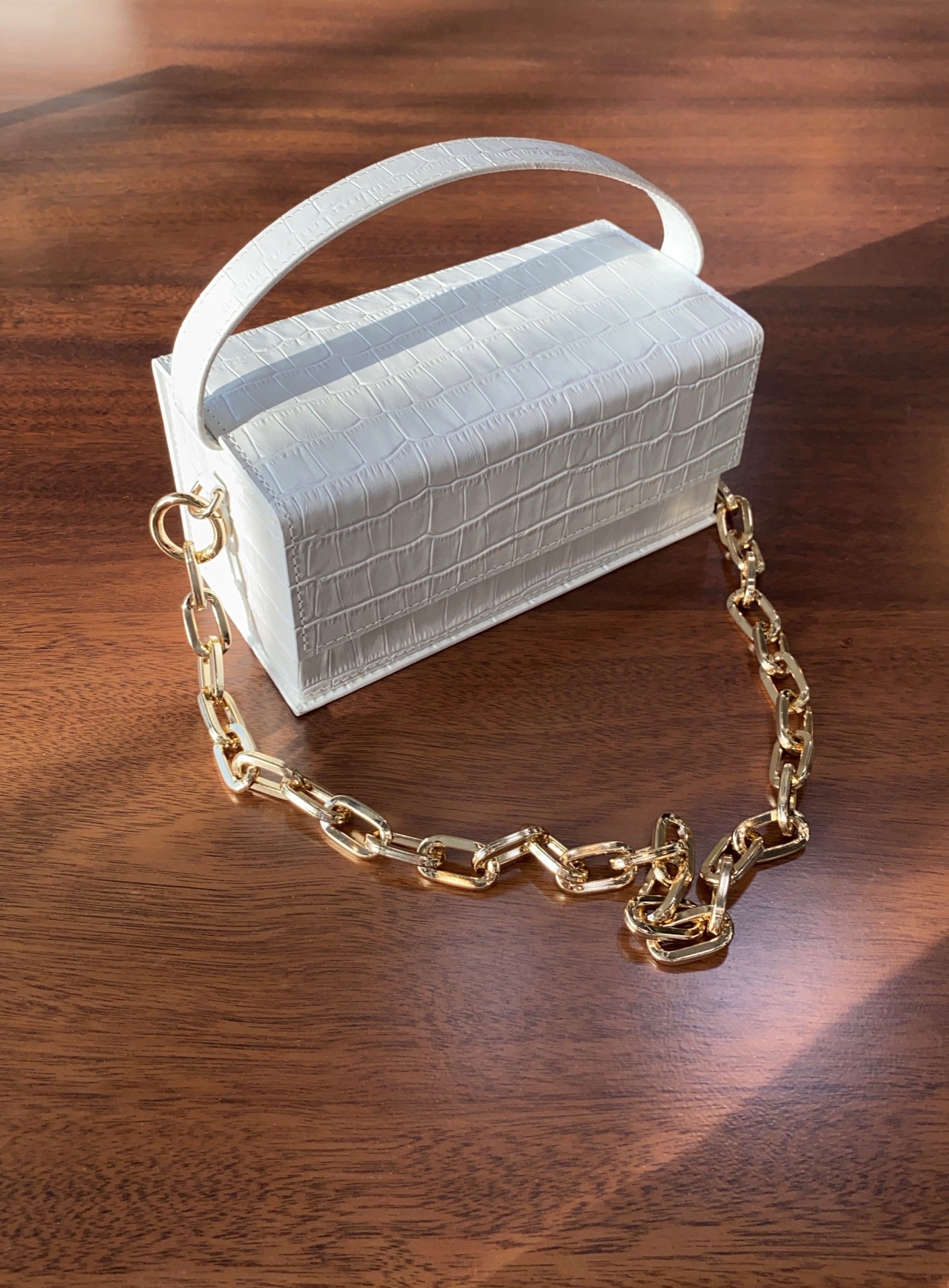 IDA White Croc (Medium) with Chain